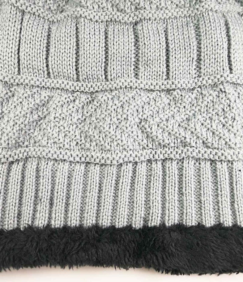HINDAWI Winter Scarf Hat Womens Beanie Slouchy Knit Warm Snow Outdoor Skull Cap Grey - Image 4